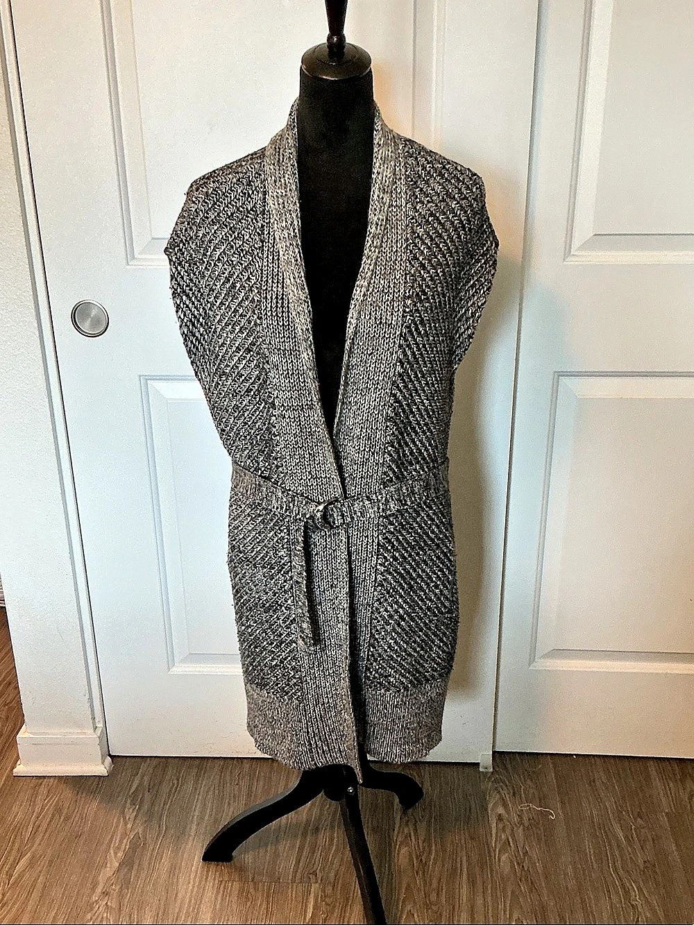 Karen Millen Marled Knit Cardigan in Gray & Brown Size Medium